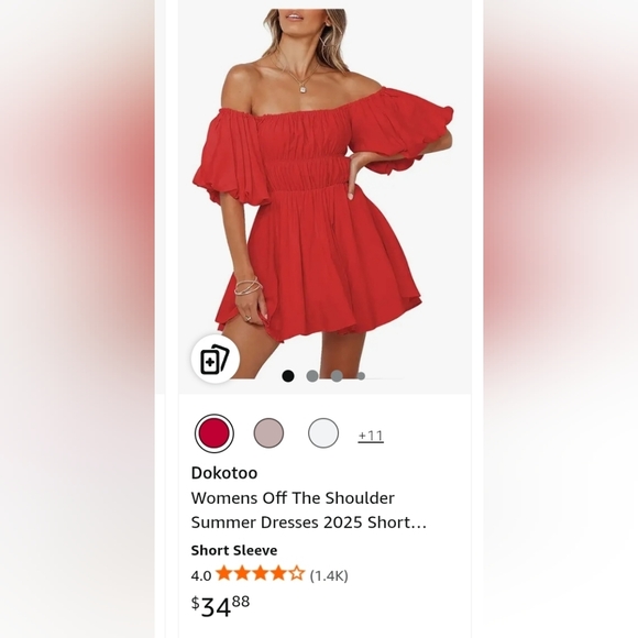 Amazon Red Off-Shoulder Mini Dress - Picture 1 of 3